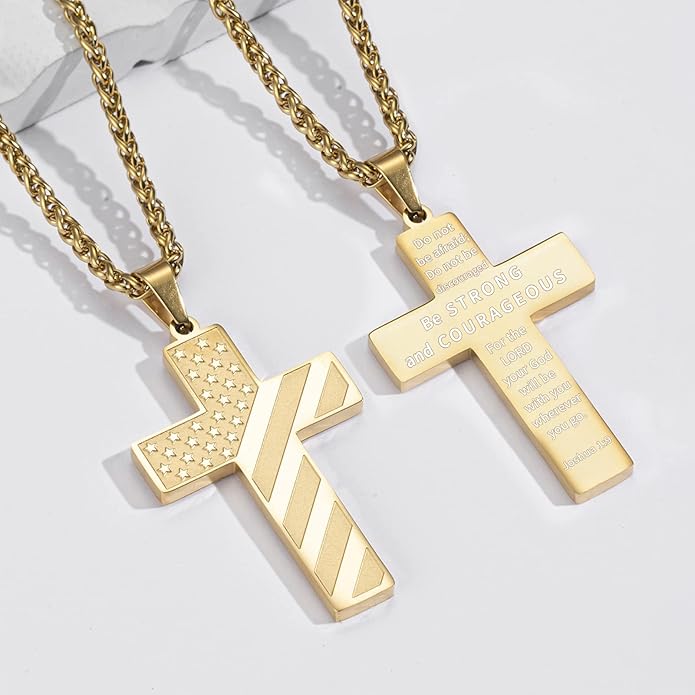 Collier Croix Drapeau Américain IronPride