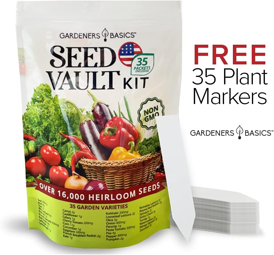 Kit de Coffre de Semences de 35 Variétés – Semences Héritage Non-OGM pour le Jardinage à Domicile et la Préparation aux Urgences