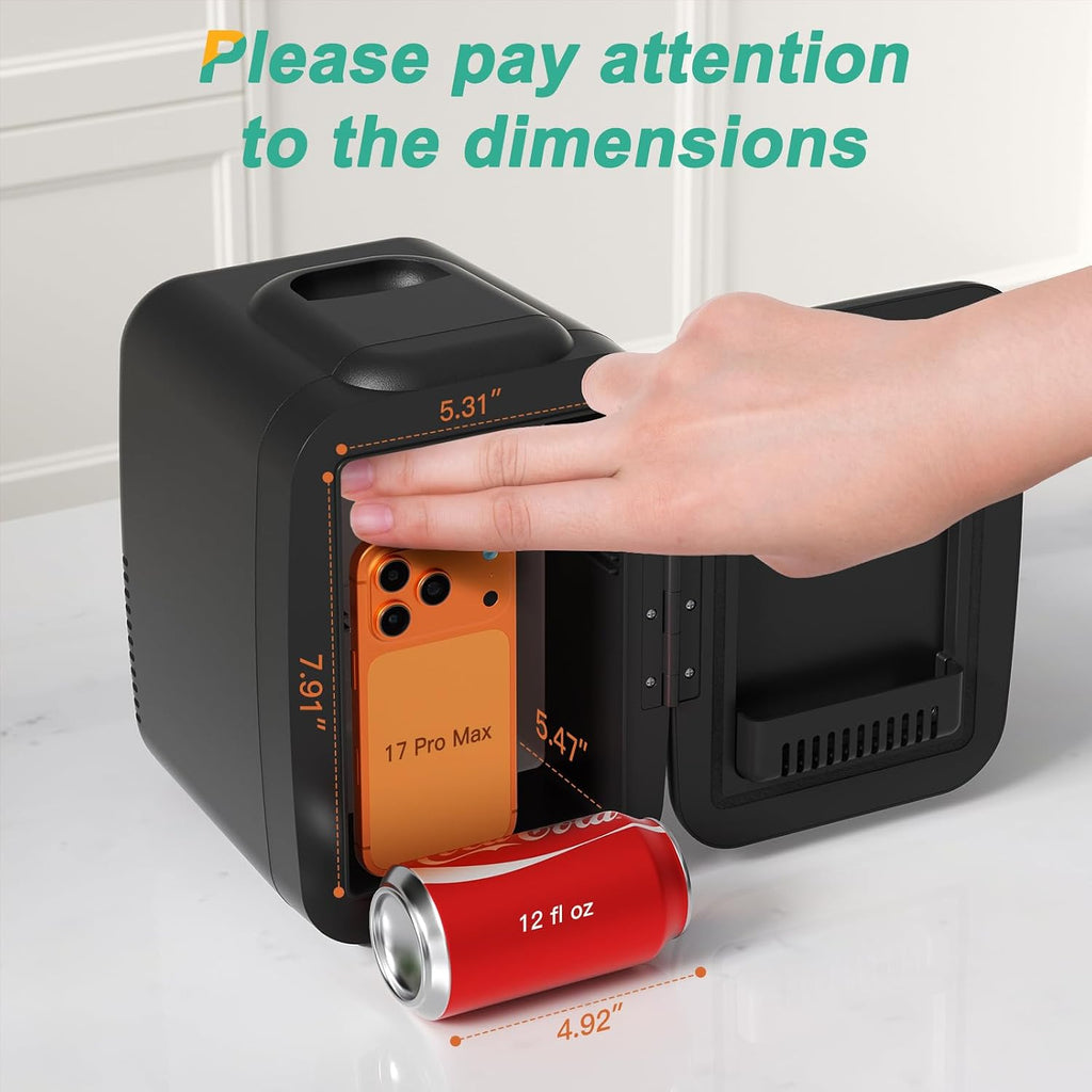 Réfrigérateur Mini Frigo Vepine avec Fonction de Refroidissement et de Chauffage | Capacité de 4L pour Médicaments, Soins de la Peau, Nourriture et Utilisation en Dortoir