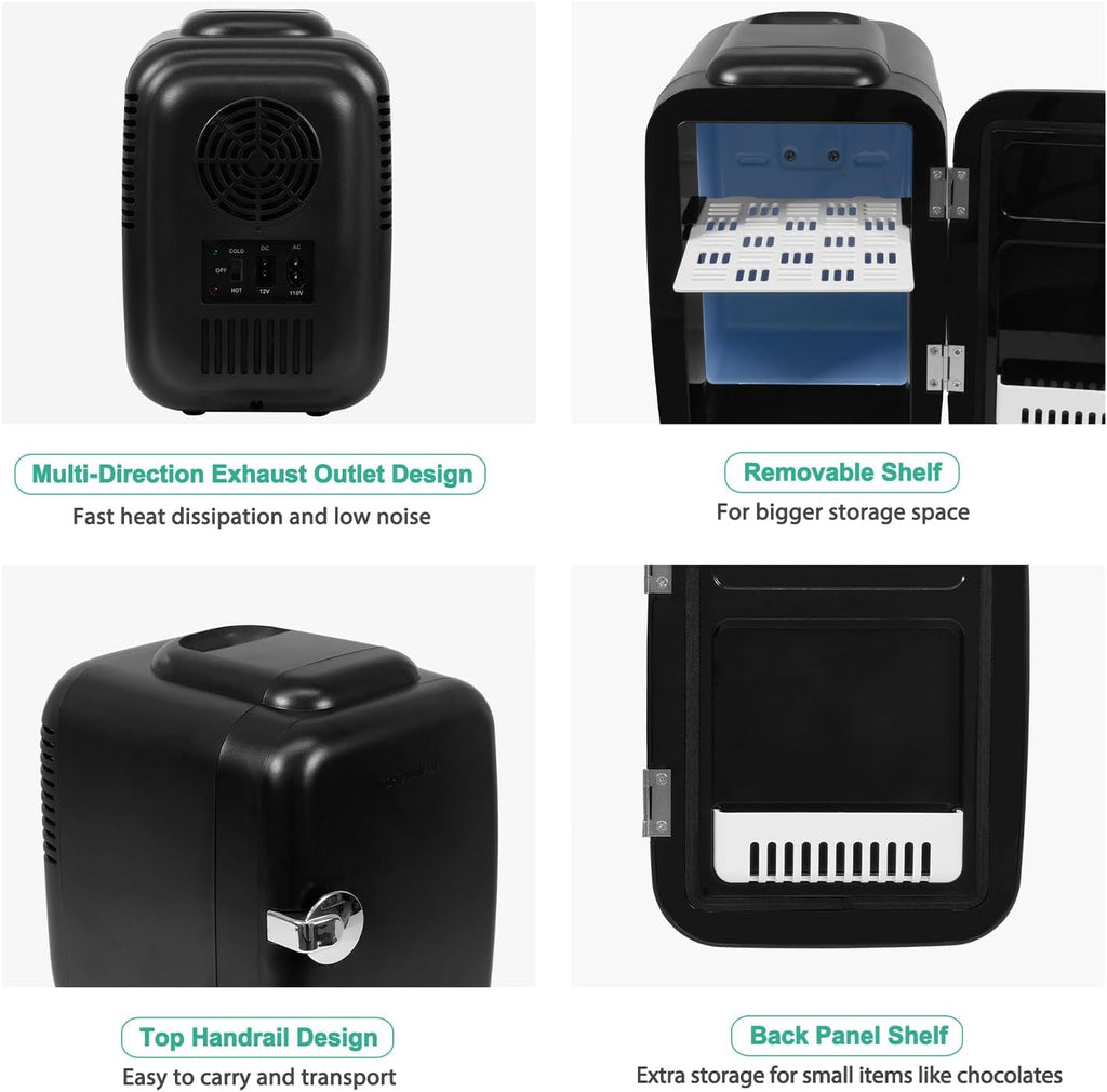 Réfrigérateur Vepine Mini Fridge avec Fonction de Refroidissement et de Chauffage | Capacité de 4L pour Médicaments, Soins de la Peau, Nourriture, et Utilisation en Résidence Étudiante