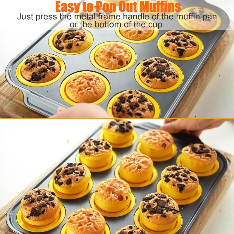 Moule à Muffins en Silicone avec Cadre Métallique Robuste