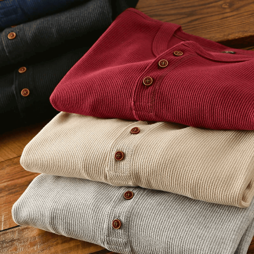 Chemise à Col Henley Doux pour Hommes