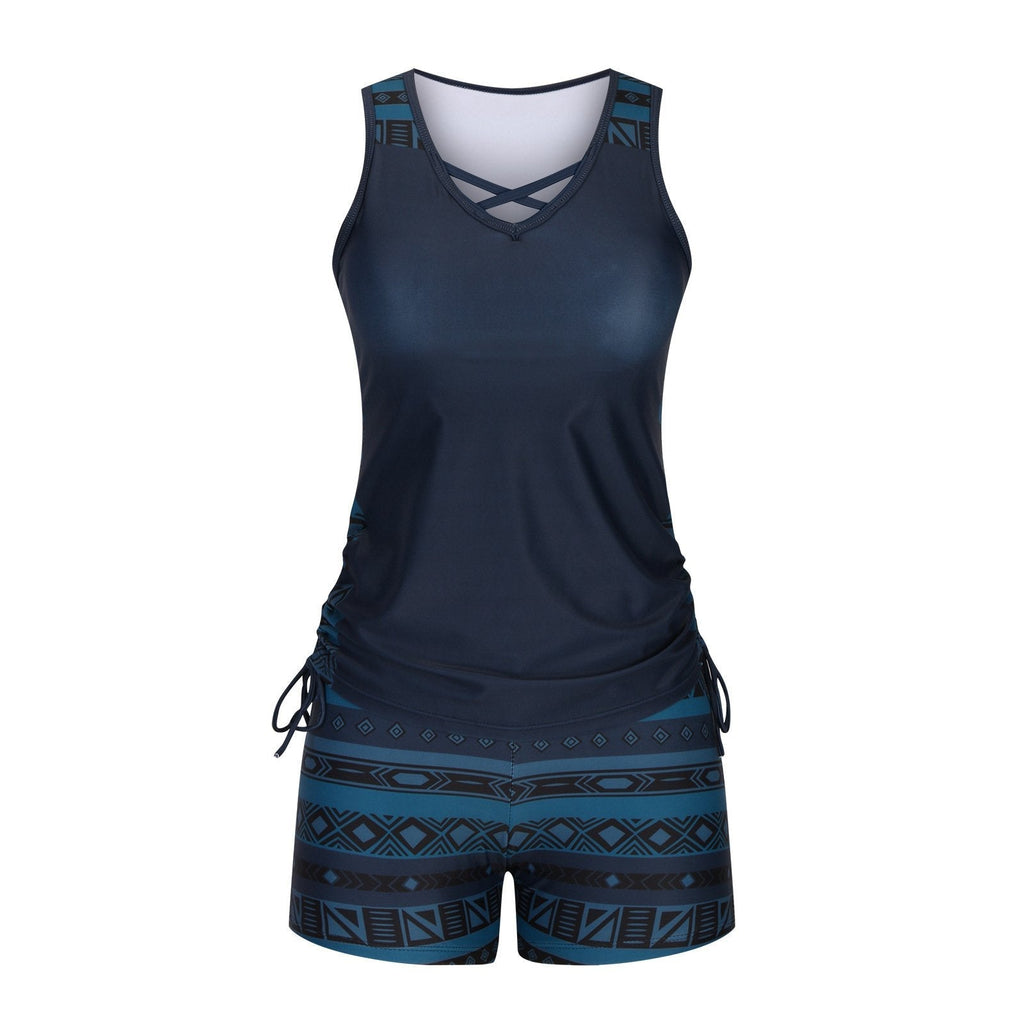 Ensemble de Tankini pour femmes Luxlue avec contrôle du ventre et soutien-gorge intégré – Maillot de bain Boho sculptant avec shorts