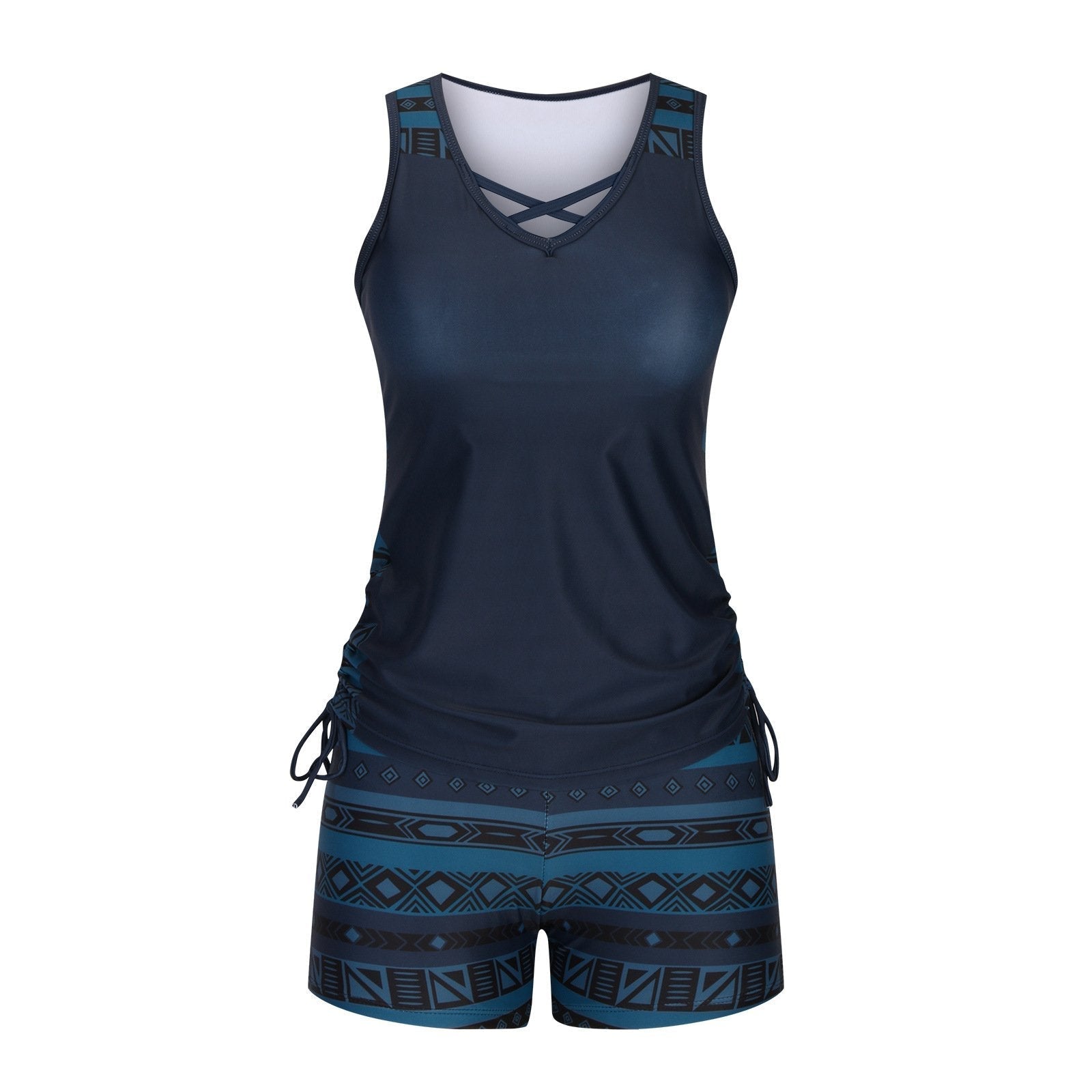 Ensemble de Tankini pour femmes Luxlue avec contrôle du ventre et soutien-gorge intégré – Maillot de bain Boho sculptant avec shorts
