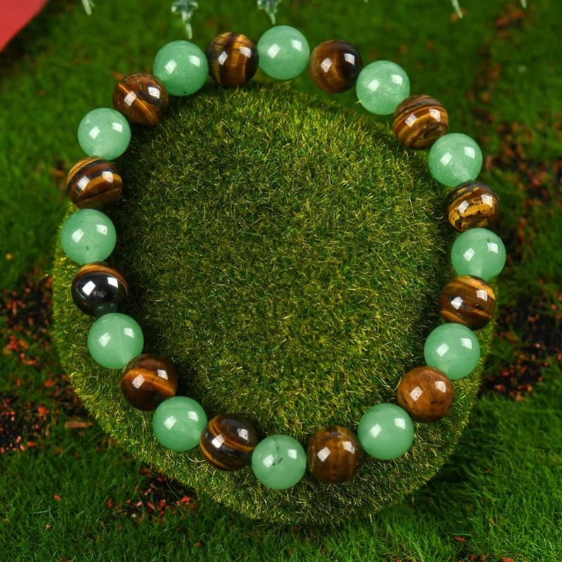 Bracelet en Cristal Gardien de la Richesse – Aventurine & Oeil de Tigre
