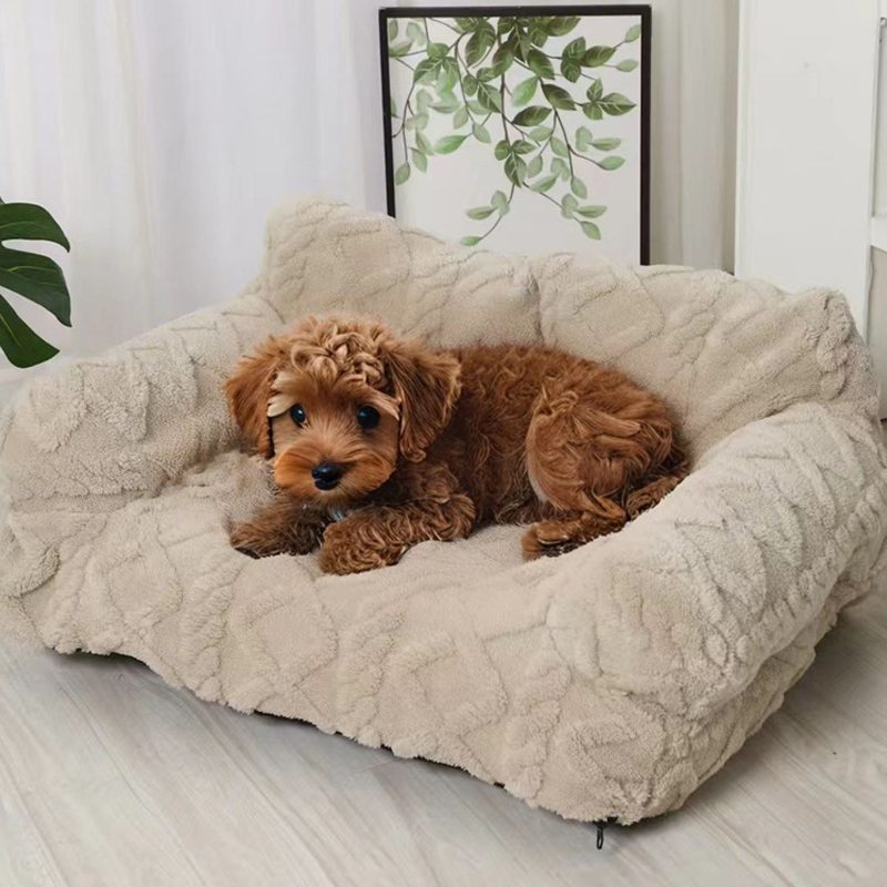 Lit pour chien en canapé confortable avec bord surélevé – Design en peluche douce