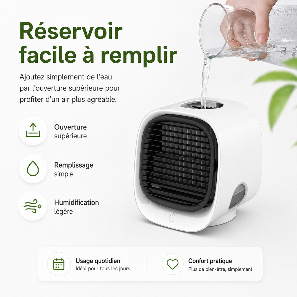 Refroidisseur d'air et humidificateur 2-en-1 – Pour un climat intérieur optimal