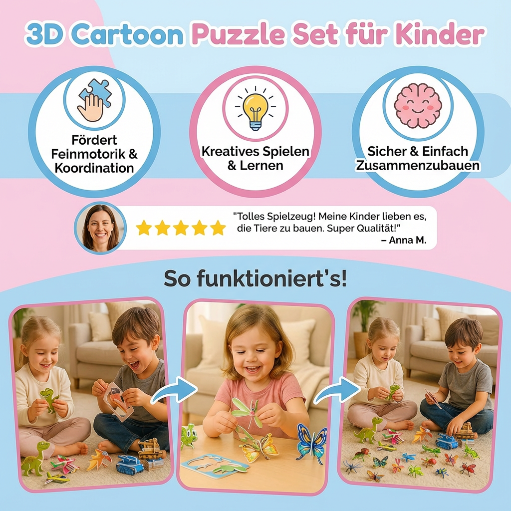 Ensemble de Puzzles 3D Cartoon pour Enfants