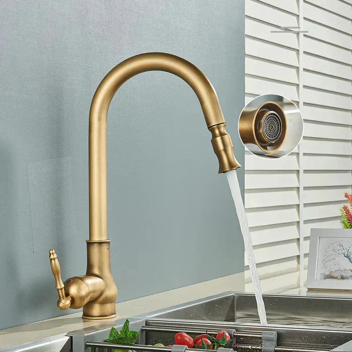 Robinet de Cuisine en Laiton Vintage | Bec Pivotant | Contrôle à Levier Unique | BrassArc