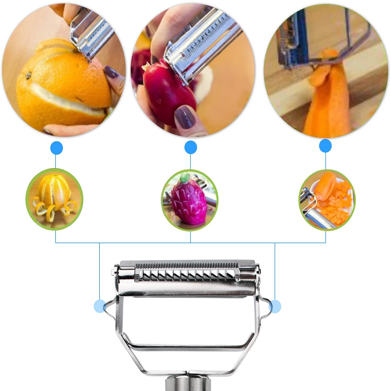 Éplucheur de Légumes Professionnel avec Lames Doubles pour Éplucher & Julienne | Sansoti