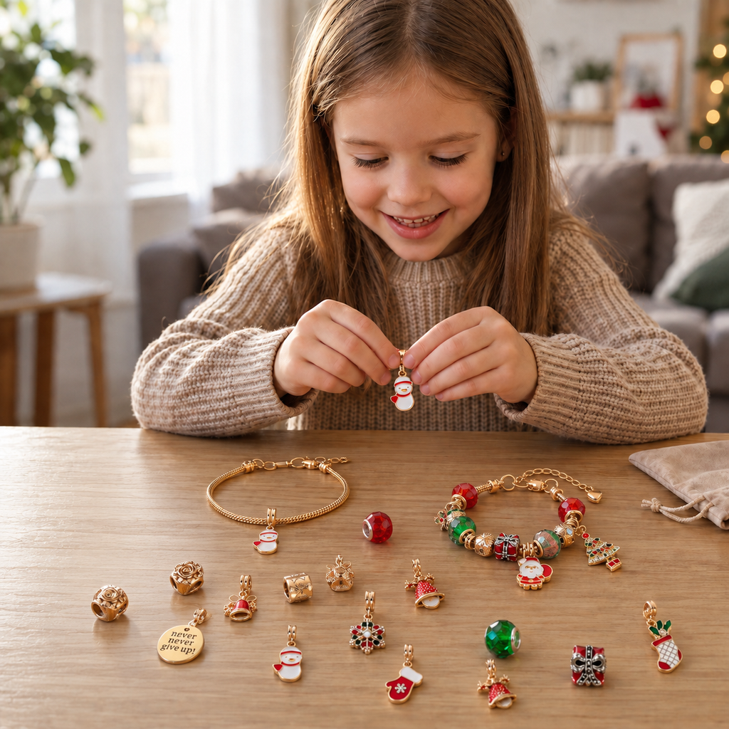 Calendrier de l'Avent en bracelet de Noël de 24 jours – Kit de bijoux DIY pour filles