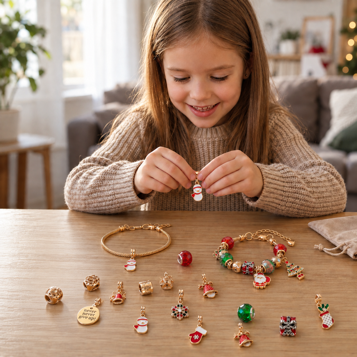Calendrier de l'Avent en bracelet de Noël de 24 jours – Kit de bijoux DIY pour filles