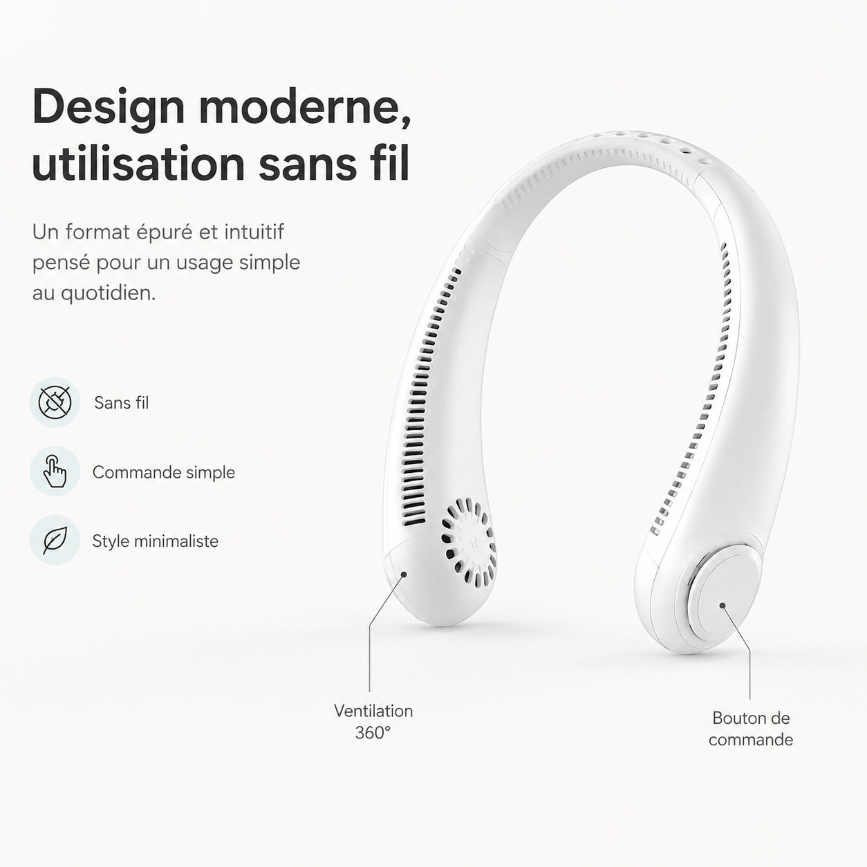 Ventilateur de Cou Sans Fil Moderne