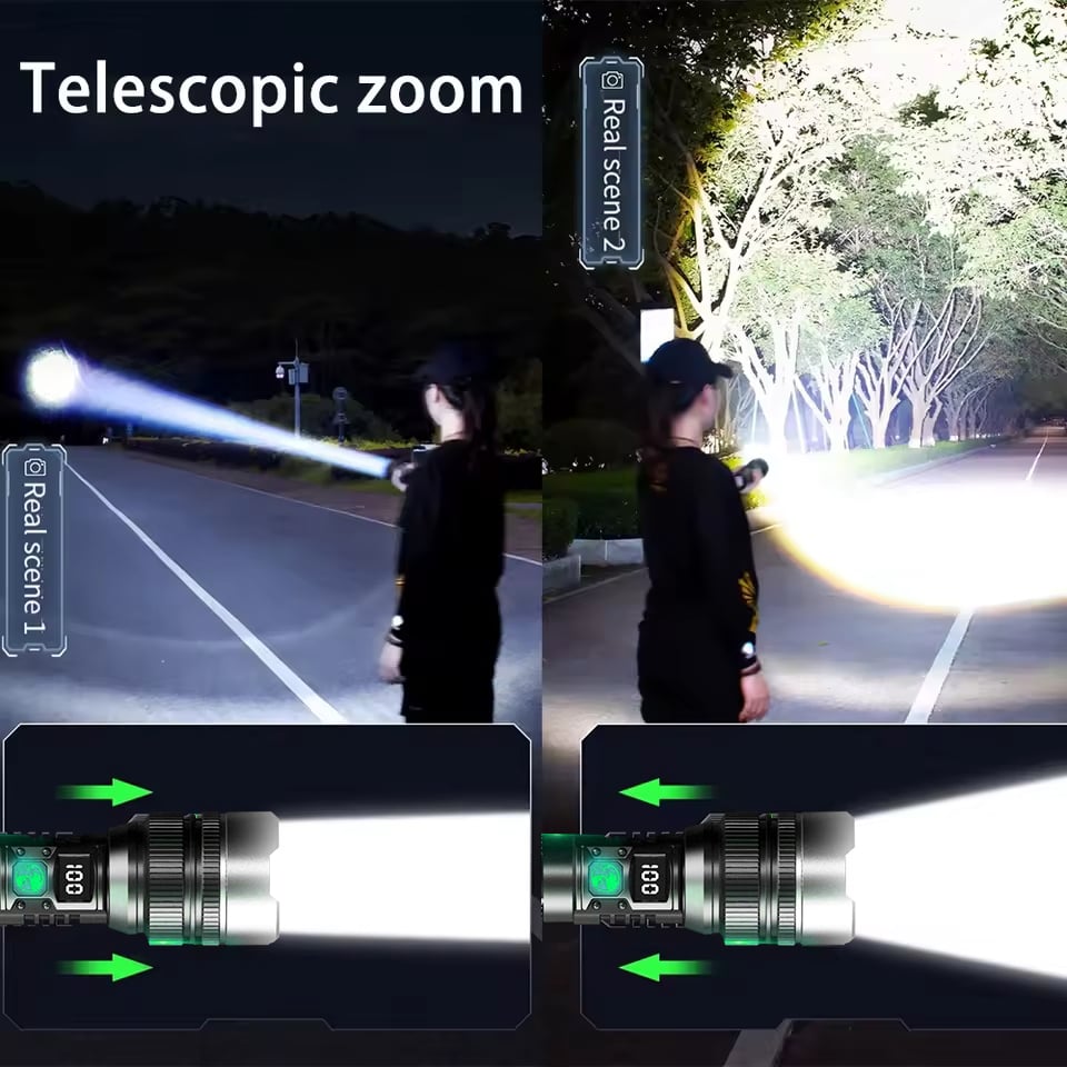 Lampe de poche rechargeable StormBeam avec zoom télescopique