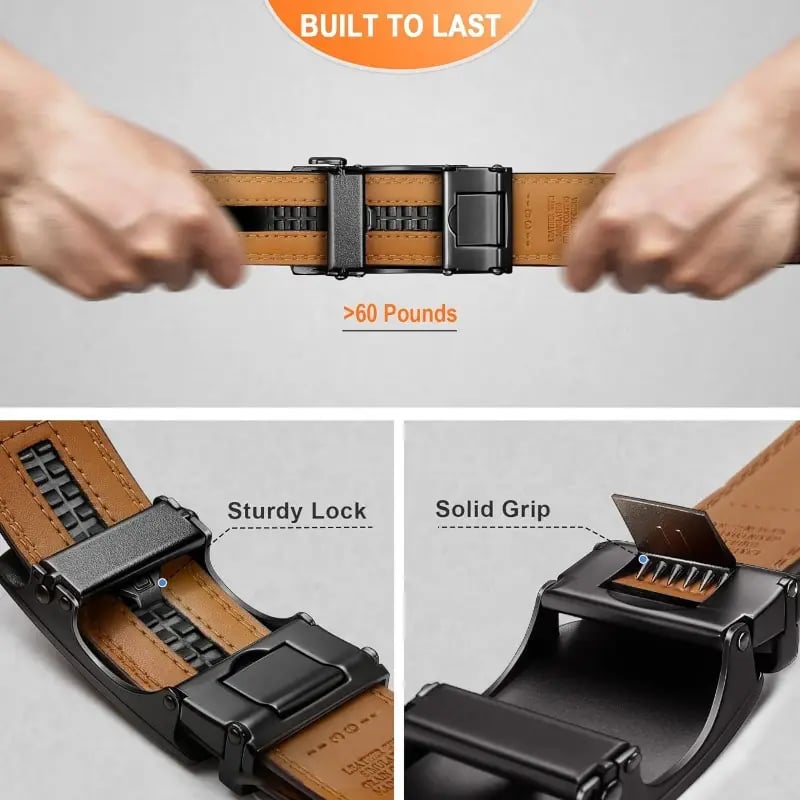 Ceinture à cliquet en cuir Eptchn avec boucle réglable CrackSlick