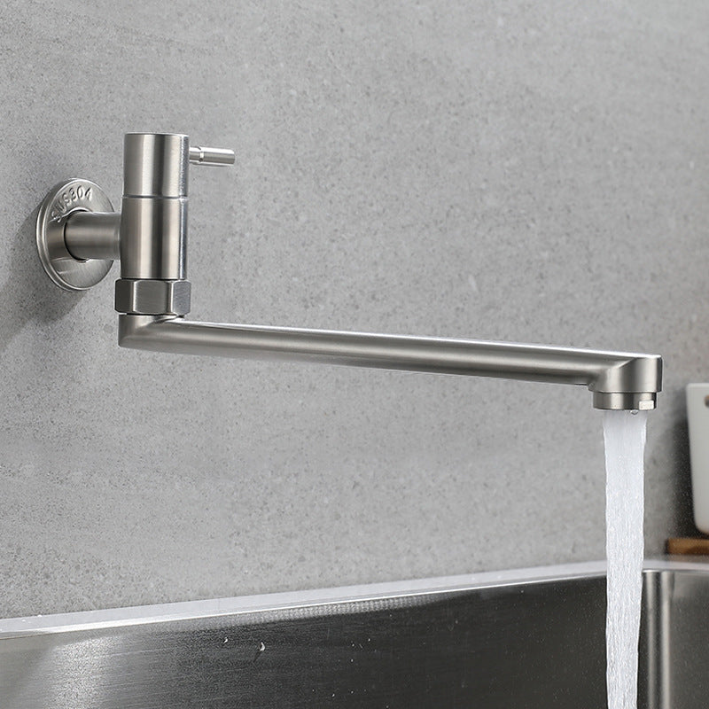 Robinet Pivotant en Acier Inoxydable Monté au Mur – Robinet à Poignée Unique pour Remplissage de Casseroles de Cuisine