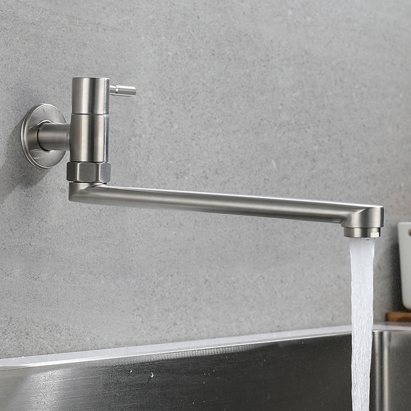 Robinet Pivotant en Acier Inoxydable Monté au Mur – Robinet à Poignée Unique pour Remplissage de Casseroles de Cuisine