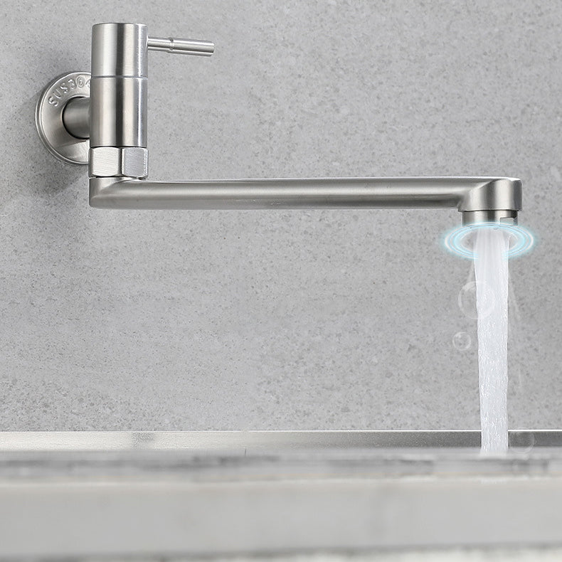 Robinet Pivotant en Acier Inoxydable Monté au Mur – Robinet à Poignée Unique pour Remplissage de Casseroles de Cuisine