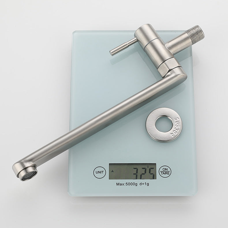 Robinet Pivotant en Acier Inoxydable Monté au Mur – Robinet à Poignée Unique pour Remplissage de Casseroles de Cuisine