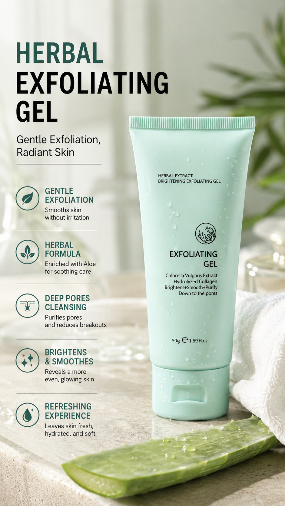 Gel Éclaircissant Herbal BotaniLuxe™ — Déverrouillez une Peau Douce et Radieuse Qui Fait Tourner les Têtes Chaque Jour