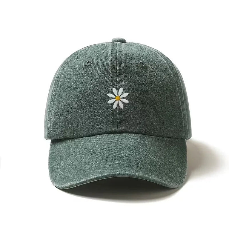 Casquette de Baseball - Casquette Ajustable avec Broderie Marguerite - Florvex