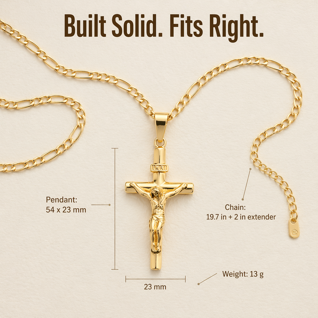 SolaraFaith™ — Portez un Crucifix Qui Ne S'oxyde Pas, Ne Se Brise Pas, et Ne Teint Pas Votre Cou en Vert