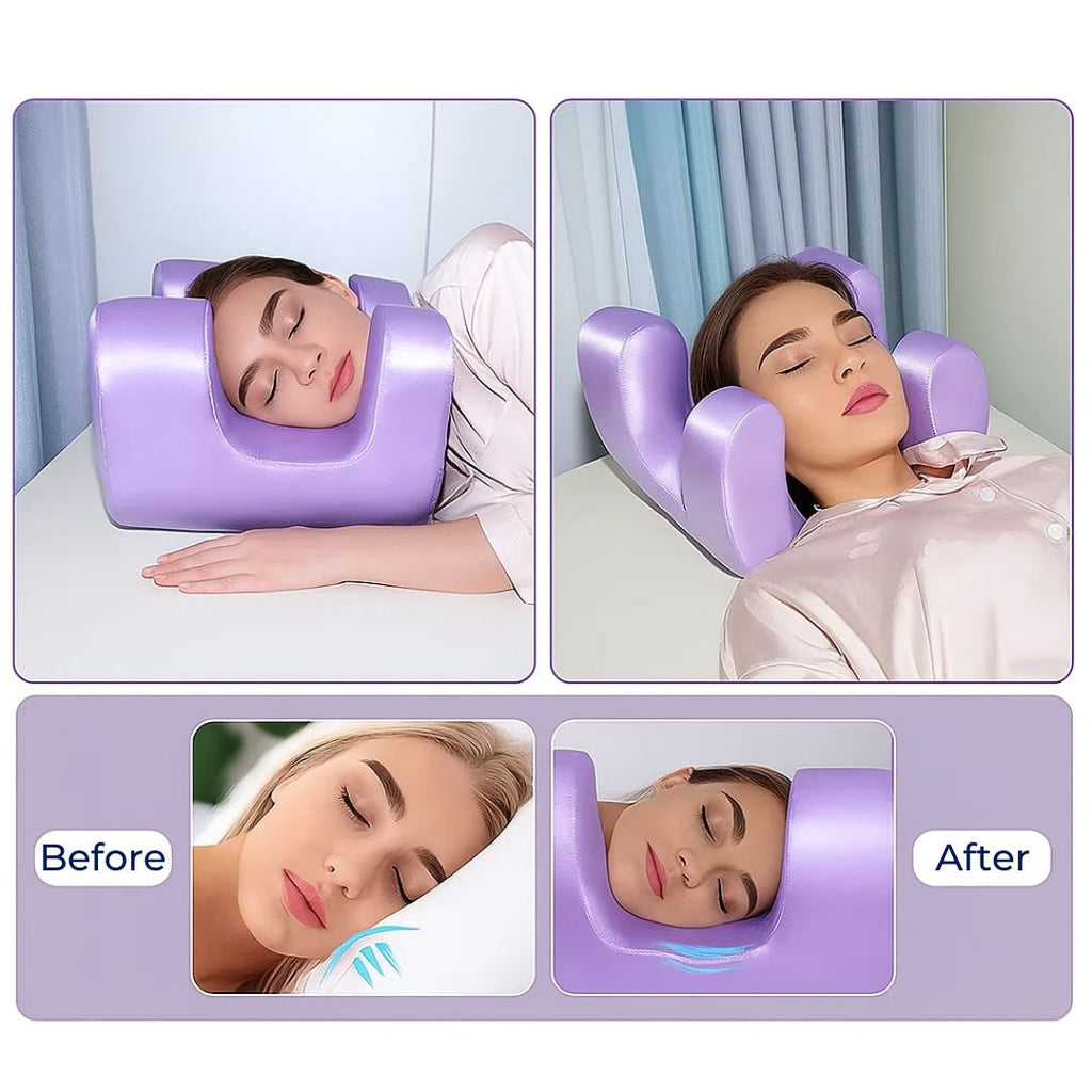 Oreiller Contour en Mousse à Mémoire Refroidissante pour Soin de la Peau et Réduction des Rides