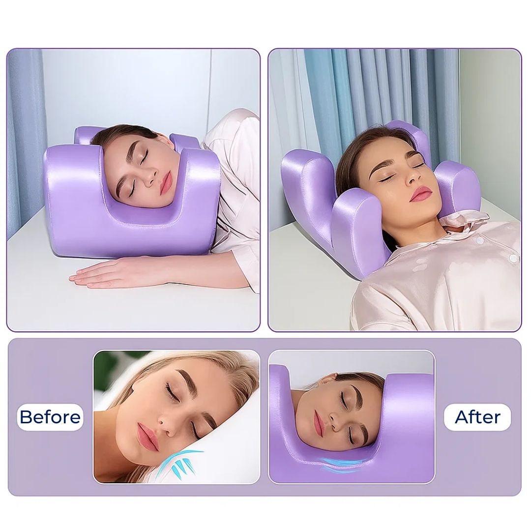 Oreiller Contour en Mousse à Mémoire Refroidissante pour Soin de la Peau et Réduction des Rides