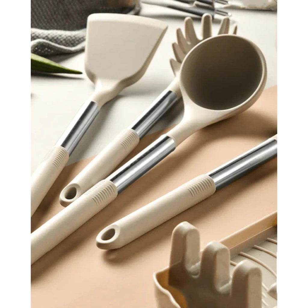 Ensemble d'ustensiles de cuisine - Ensemble de cuisson en silicone complet avec support - NordicChef