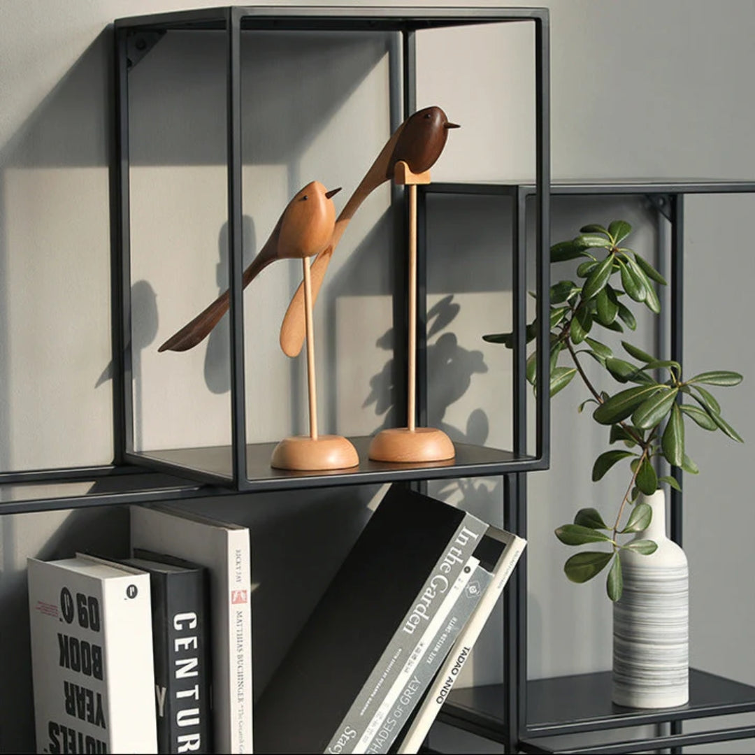 Woodora - Sculptures en Bois d'Oiseaux Scandinaves (2 Pièces)