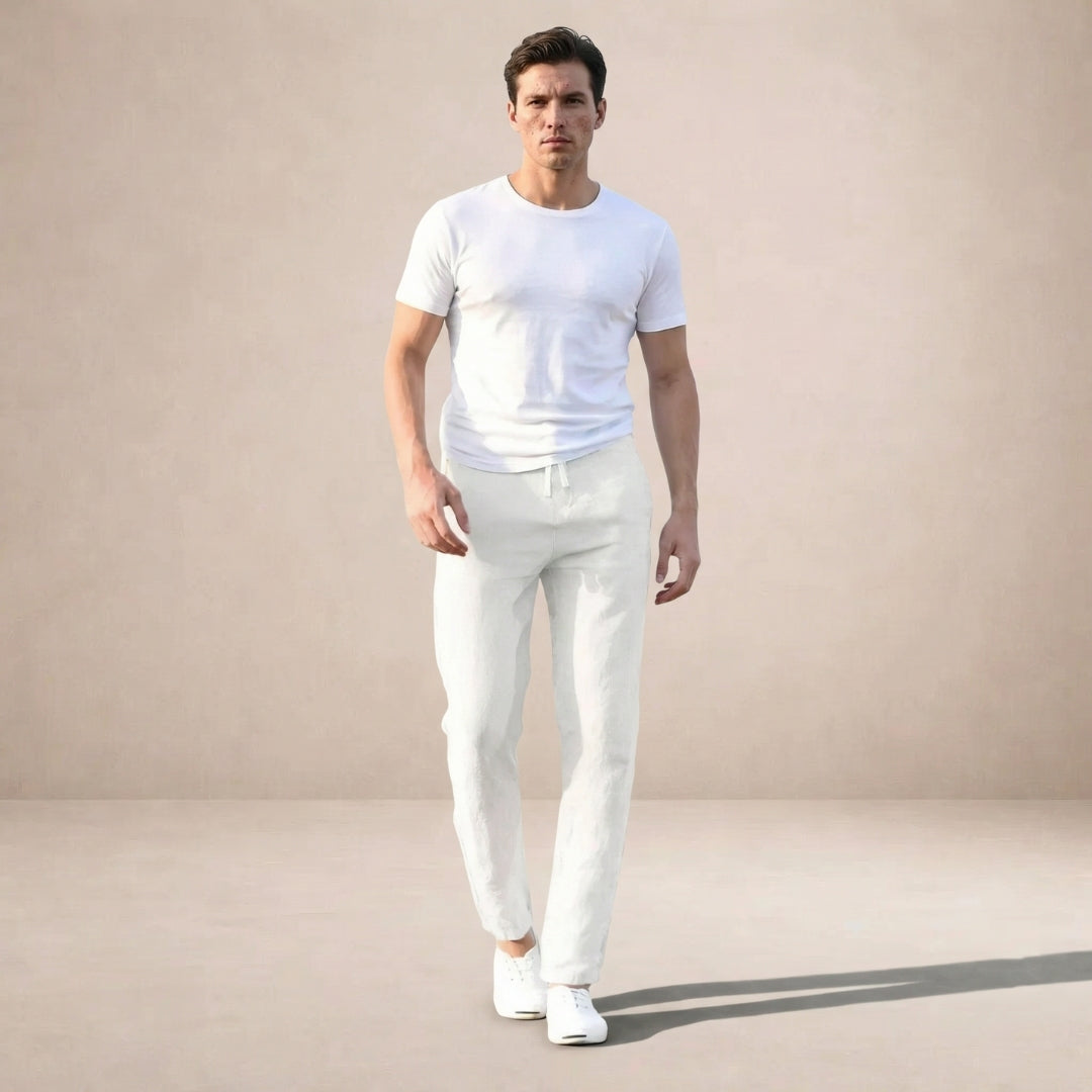 Pantalon en Lin - Pantalon d'Été Respirant avec Taille Élastique - Montaro