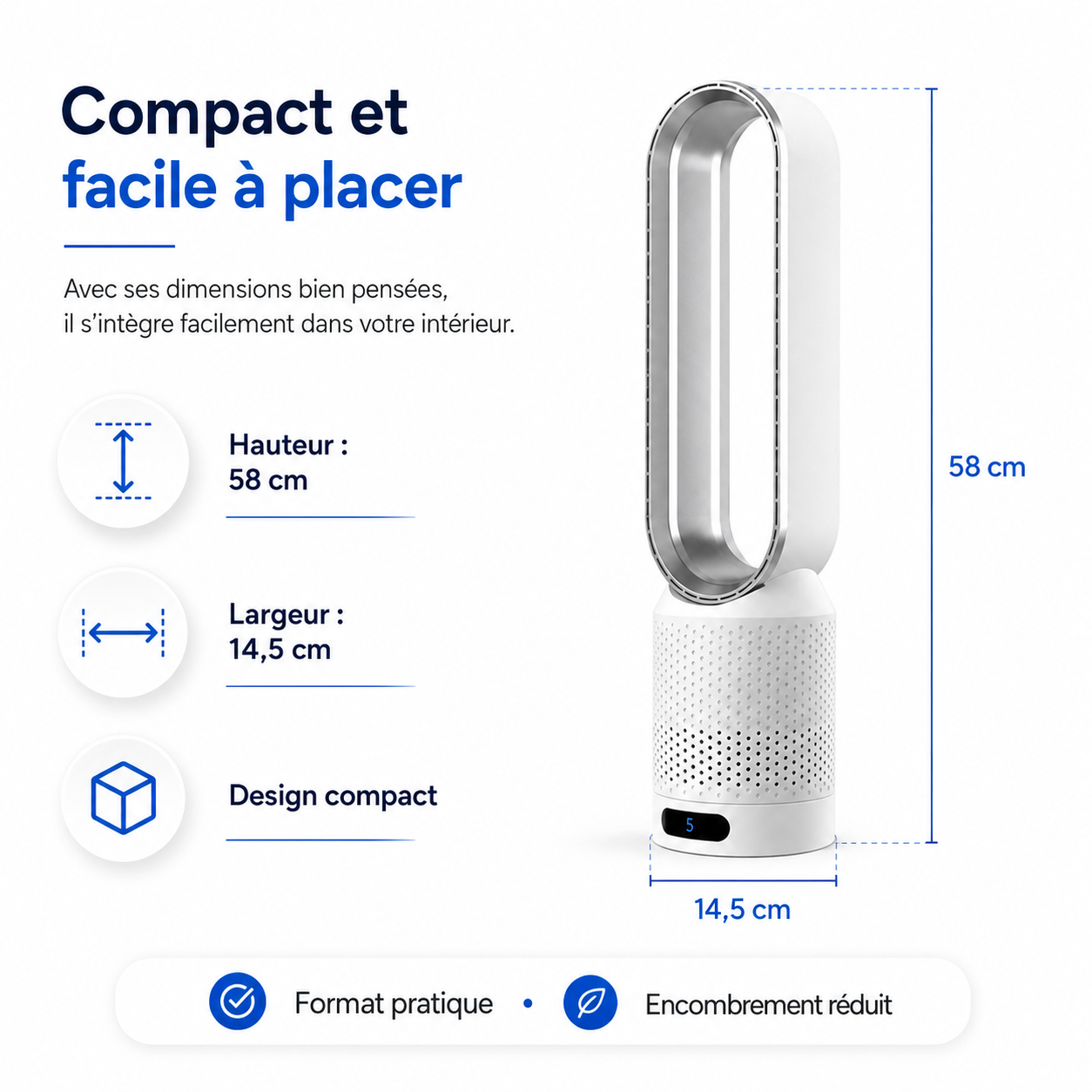 Refroidisseur d'air 3-en-1 | Purificateur d'air UV et Ionisateur