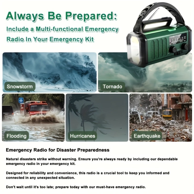 StormMate X10 Radio d'urgence avec powerbank de 10.000 mAh | Solaire, manivelle & USB-C | Lumière LED, alarme SOS & boussole | AM/FM/NOAA