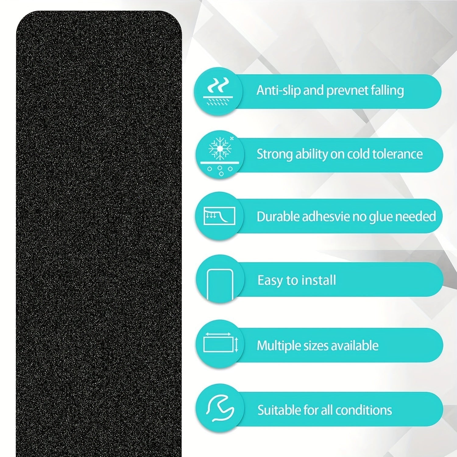 Skanto | Bandes Antidérapantes pour Marches 10-pk – 6"x24", 80-Grains, Résistantes aux Intempéries