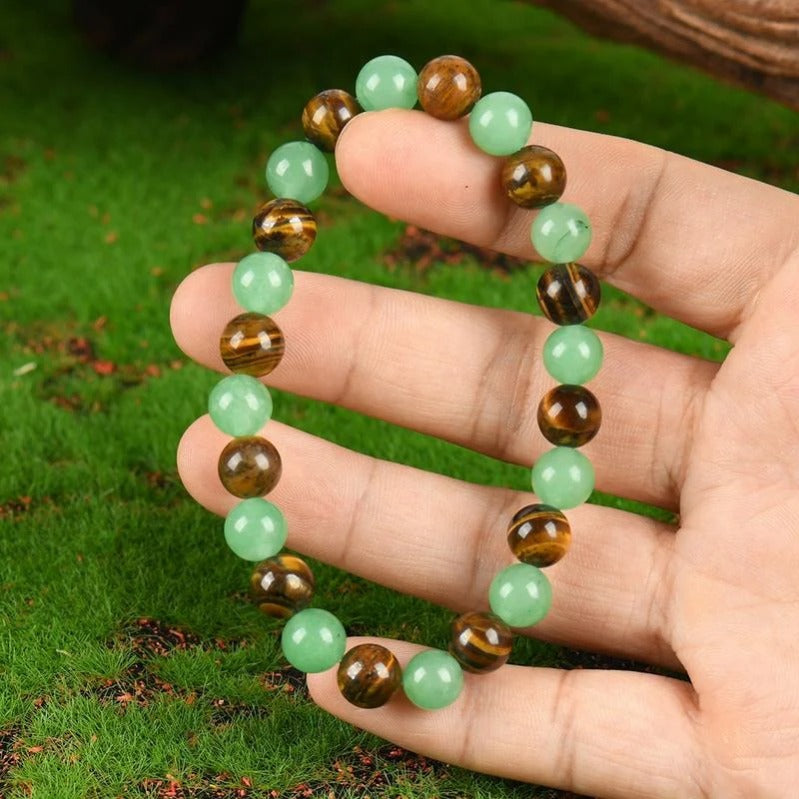 Bracelet en Cristal Gardien de la Richesse – Aventurine & Oeil de Tigre