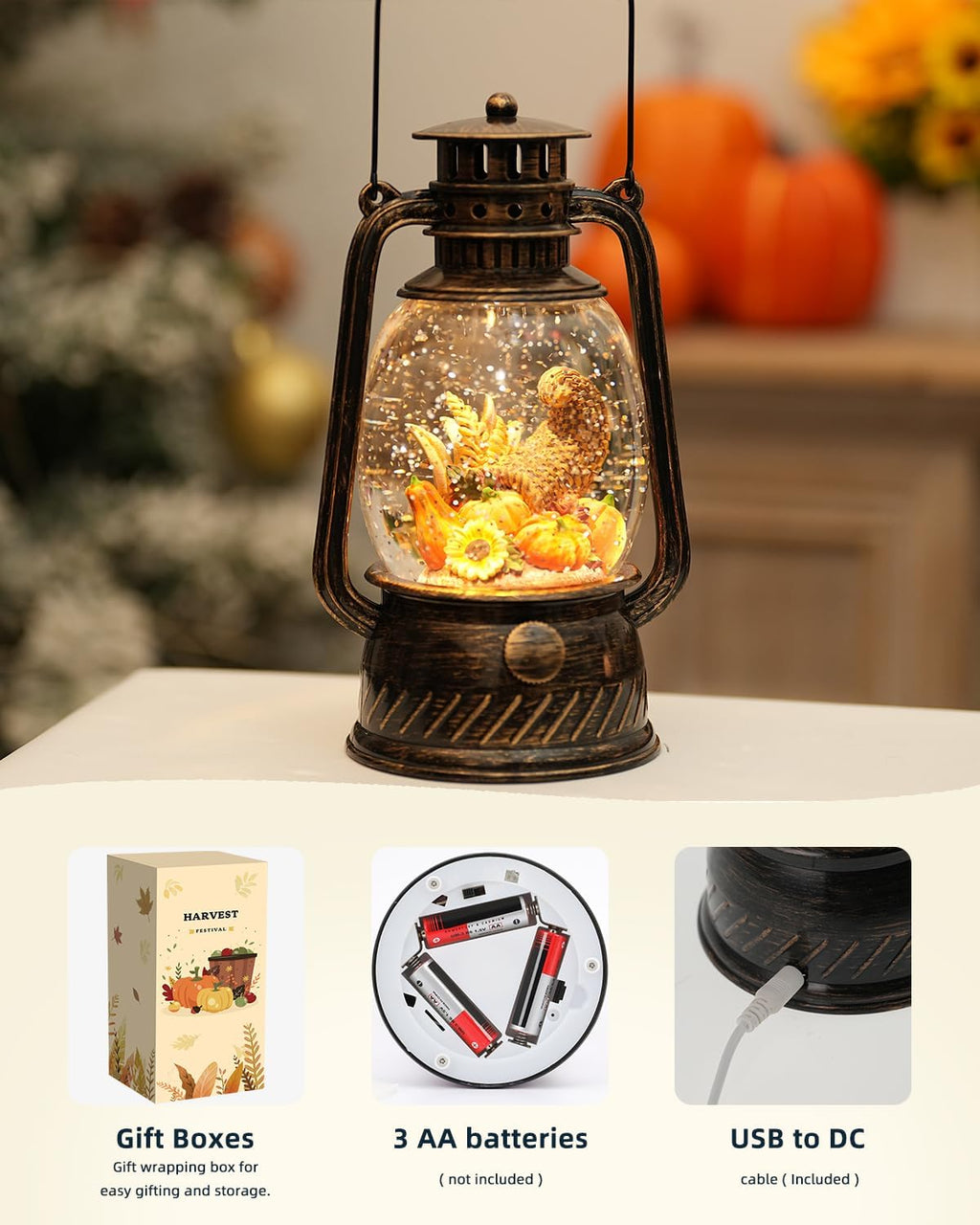 Lampe à LED Citrouille pour Décoration d'Automne – Lumière Chaude avec Minuteur de 6 Heures