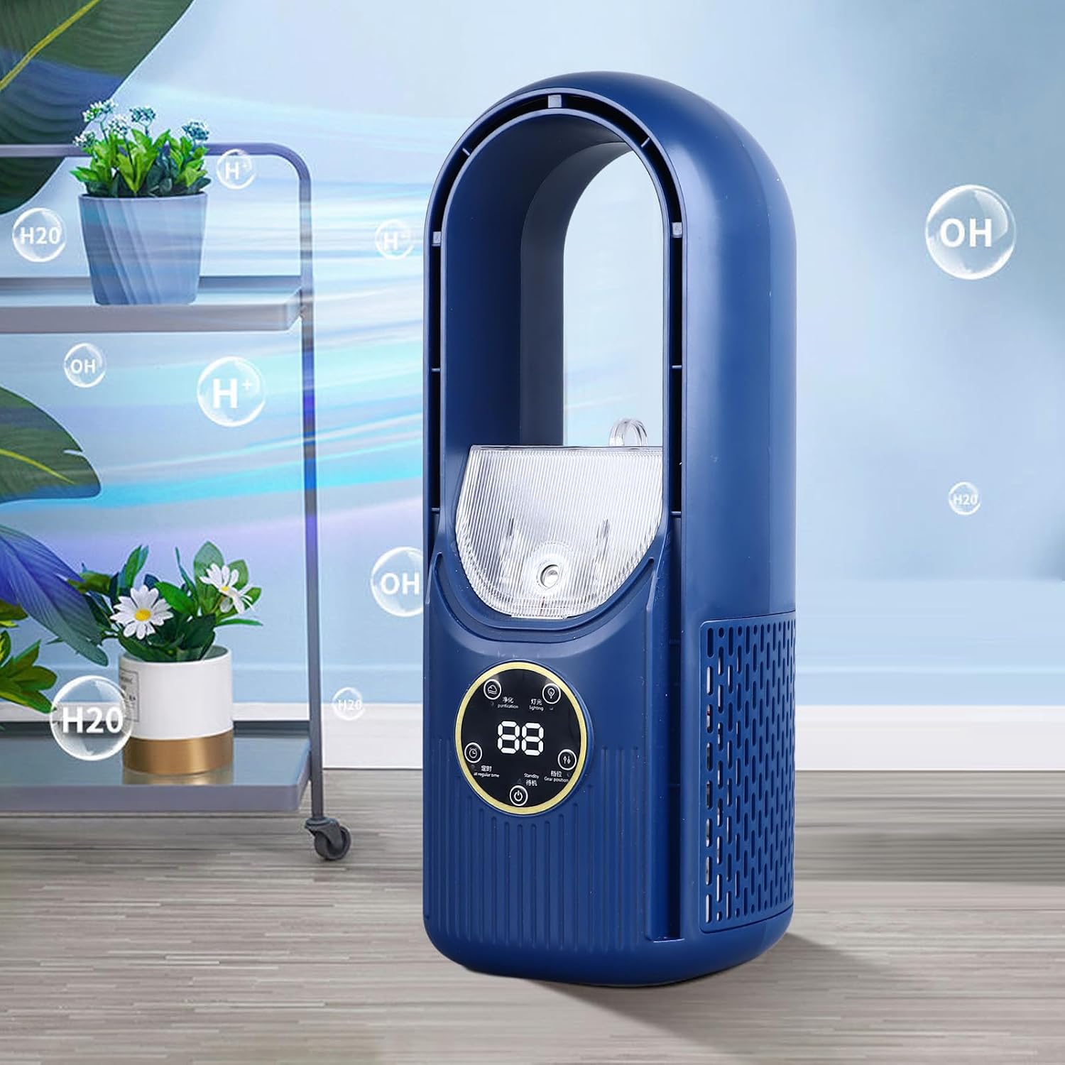 Ventilateur portable sans pales avec 6 vitesses et batterie rechargeable USB