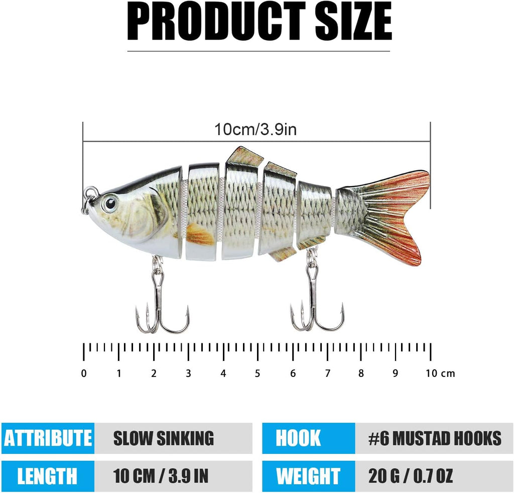 Leurre de pêche réaliste à 6 segments