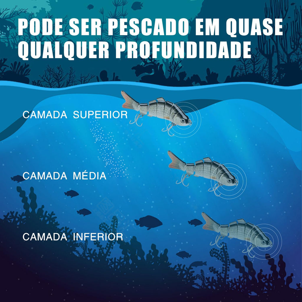 Leurre de pêche réaliste à 6 segments