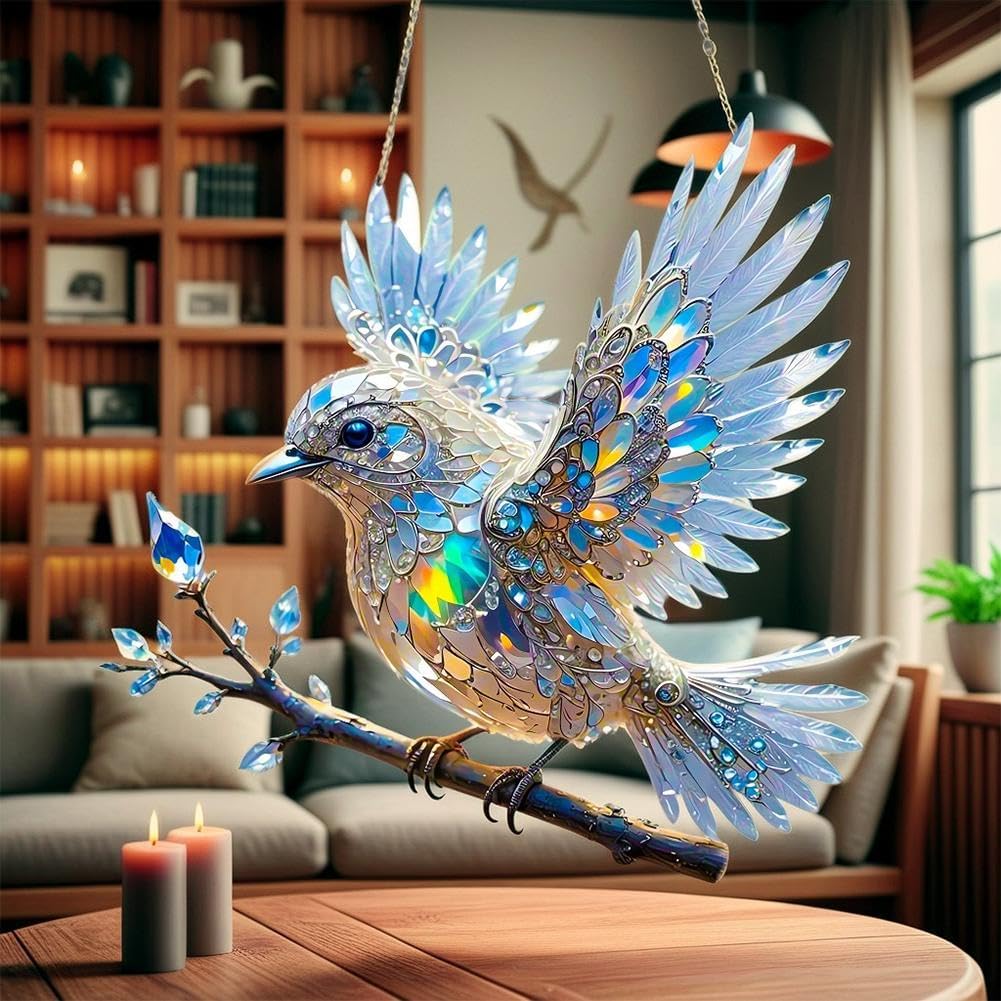 Ornement en Cristal Oiseau de Fenêtre – Décor Lumineux Réfléchissant pour la Maison