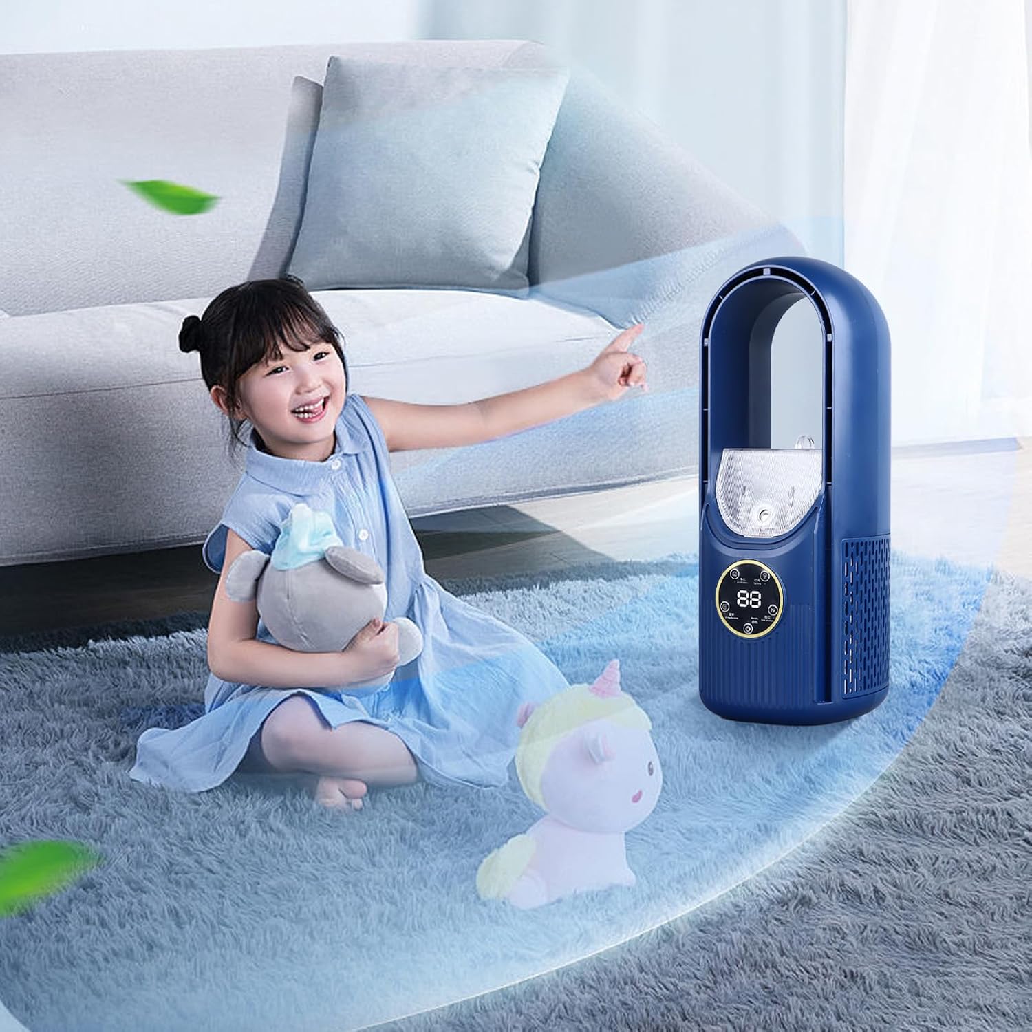 Ventilateur portable sans pales avec 6 vitesses et batterie rechargeable USB