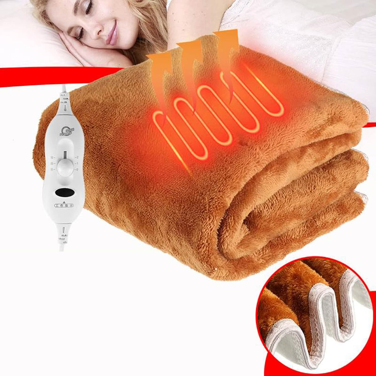 Couverture Électrique Chauffante – Chaleur Réglable et Système de Protection Contre la Surchauffe