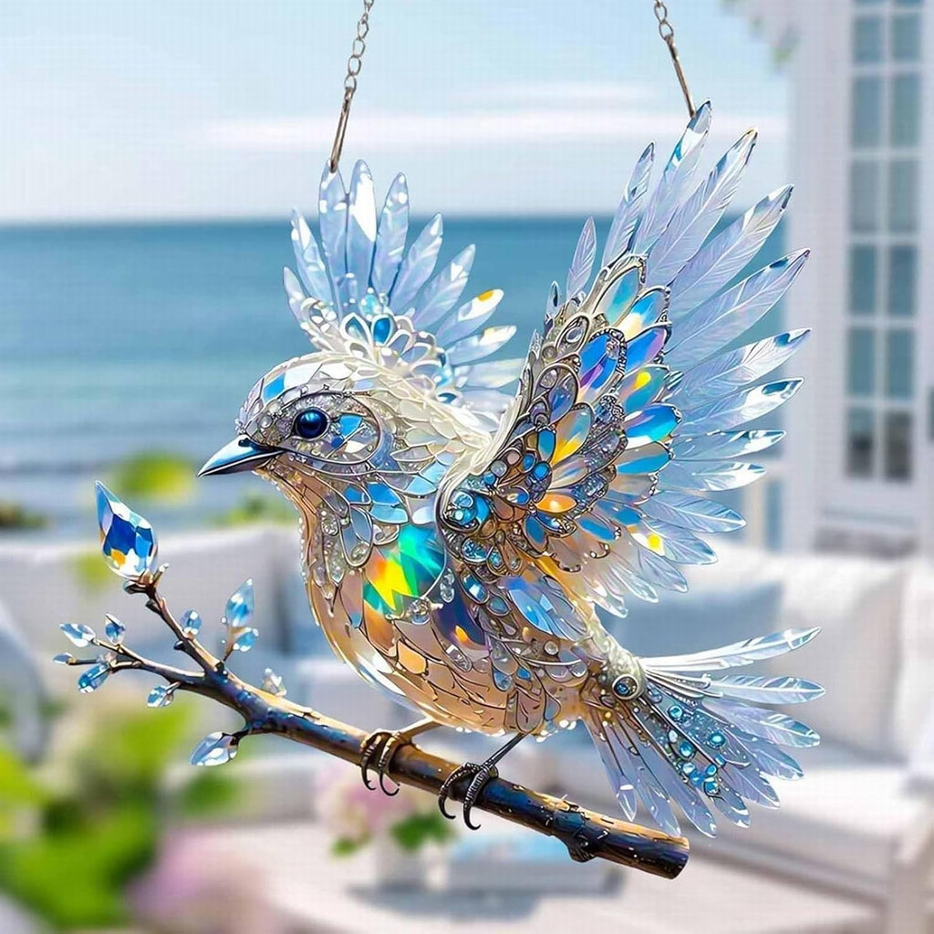 Ornement en Cristal Oiseau de Fenêtre – Décor Lumineux Réfléchissant pour la Maison