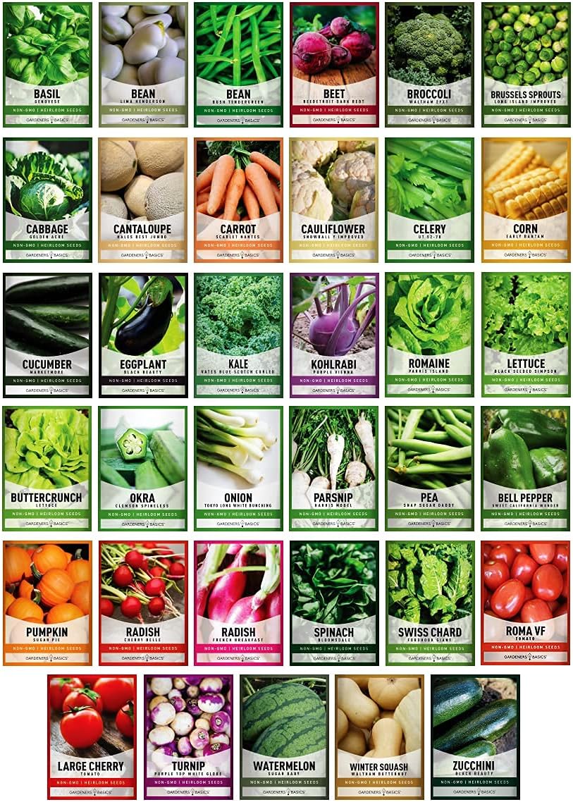 Kit de Coffre de Semences de 35 Variétés – Semences Héritage Non-OGM pour le Jardinage à Domicile et la Préparation aux Urgences