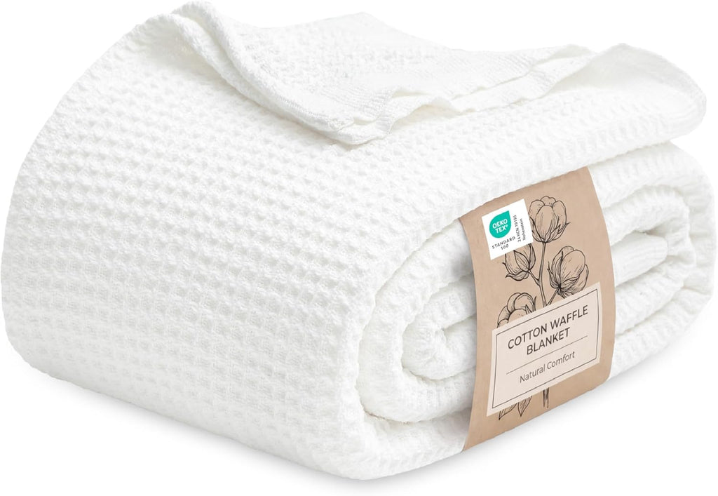 Havre Douillet | Couverture Queen 100% Coton avec Tissage Waffle Rafraîchissant | Douce et Respirante pour le Confort d'Été
