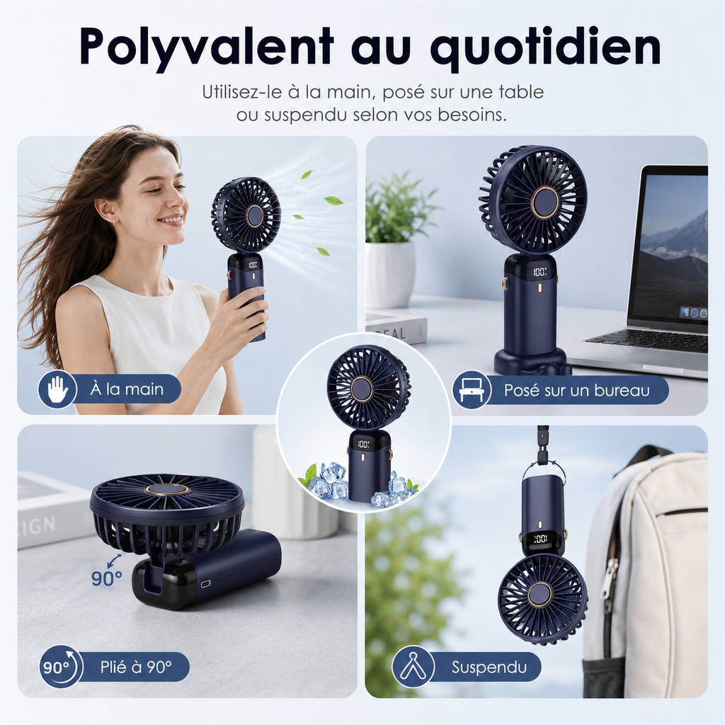 Ventilateur Portable Rechargeable 5000mAh