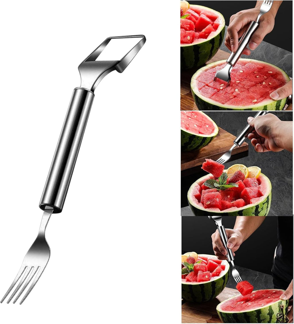 Woyuosn Fourchette Trancheuse à Pastèque en Acier Inoxydable 2-en-1