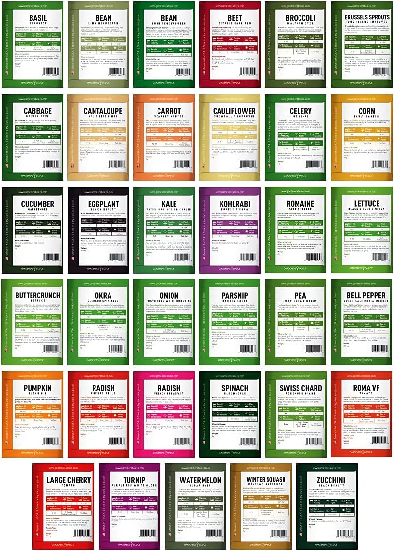 Kit de Coffre de Semences de 35 Variétés – Semences Héritage Non-OGM pour le Jardinage à Domicile et la Préparation aux Urgences