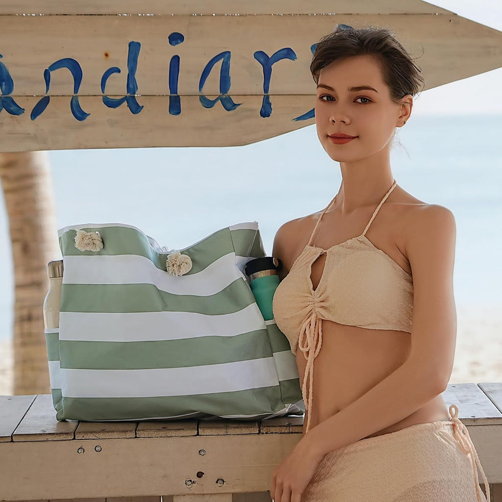 Plage Bliss | Grand Sac de Plage Imperméable avec Fermeture Éclair | Design Anti-Sable pour des Sorties Estivales Faciles