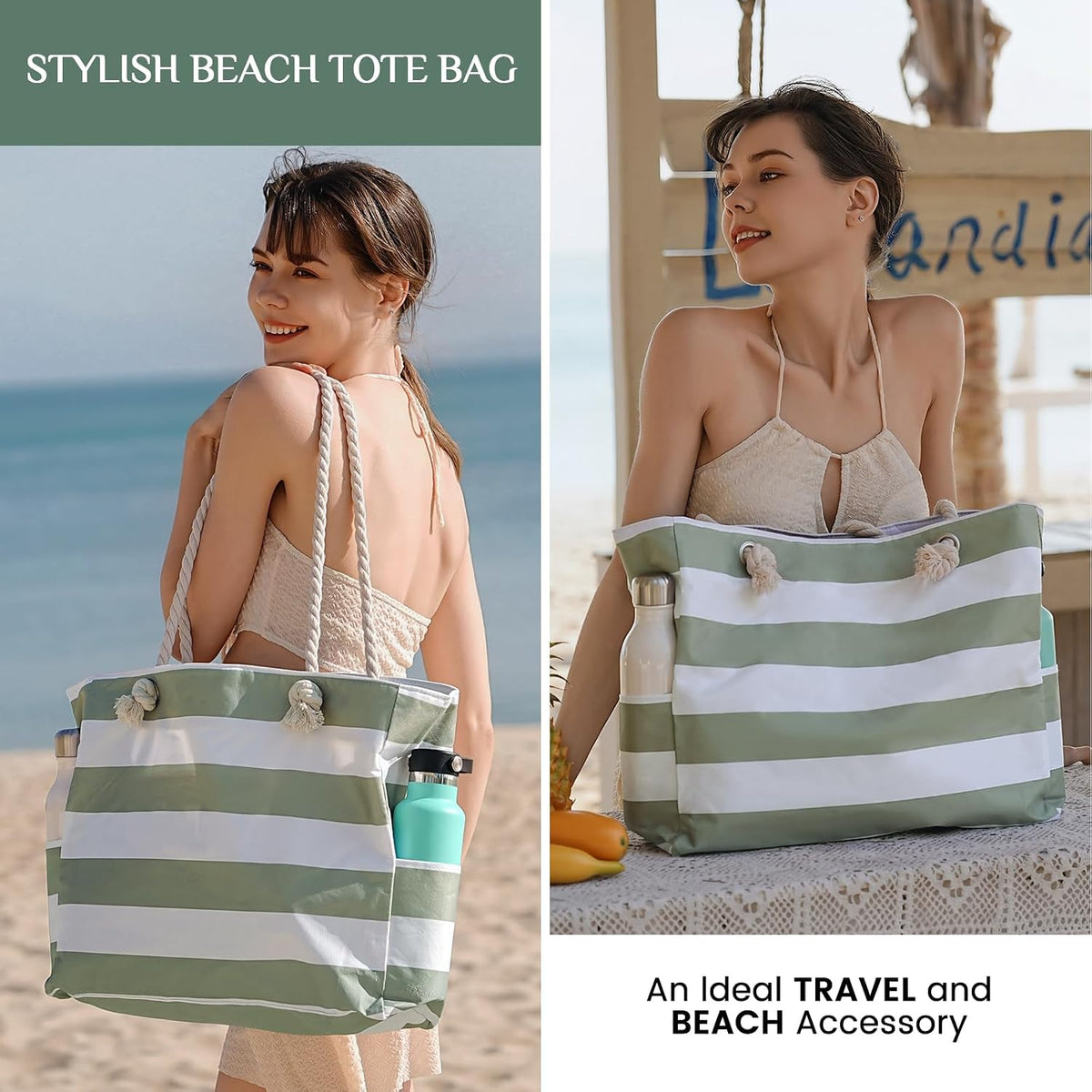 Plage Bliss | Grand Sac de Plage Imperméable avec Fermeture Éclair | Design Anti-Sable pour des Sorties Estivales Faciles